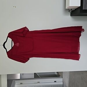 Burgundy butterfly sleeve chiffon dress